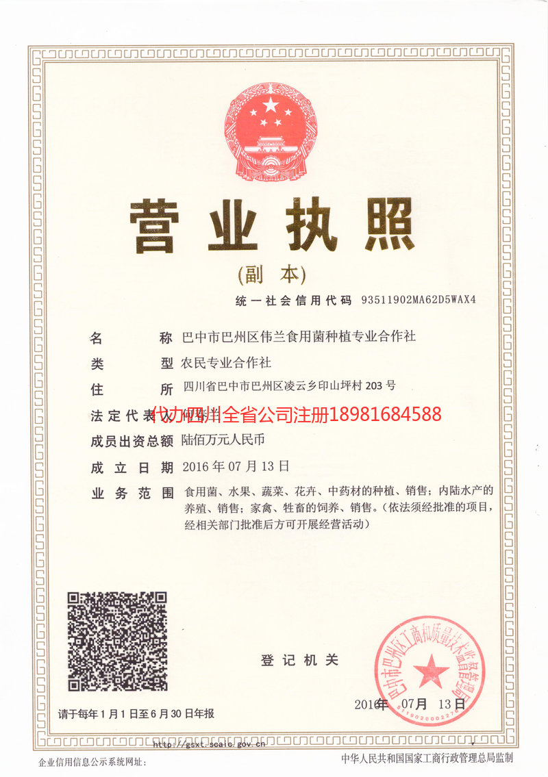 兖州兖州伟兰食用菌种植专业合作社